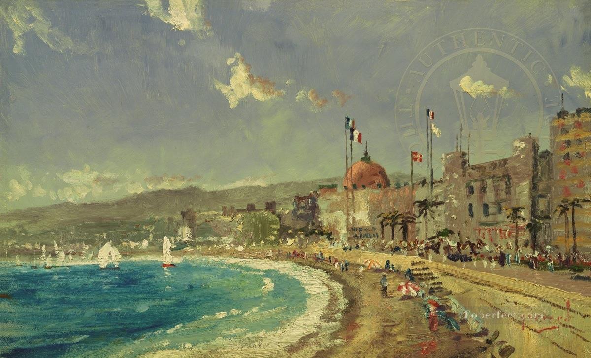 The Beach at Nice Robert Girrard TK cityscape Oil Paintings